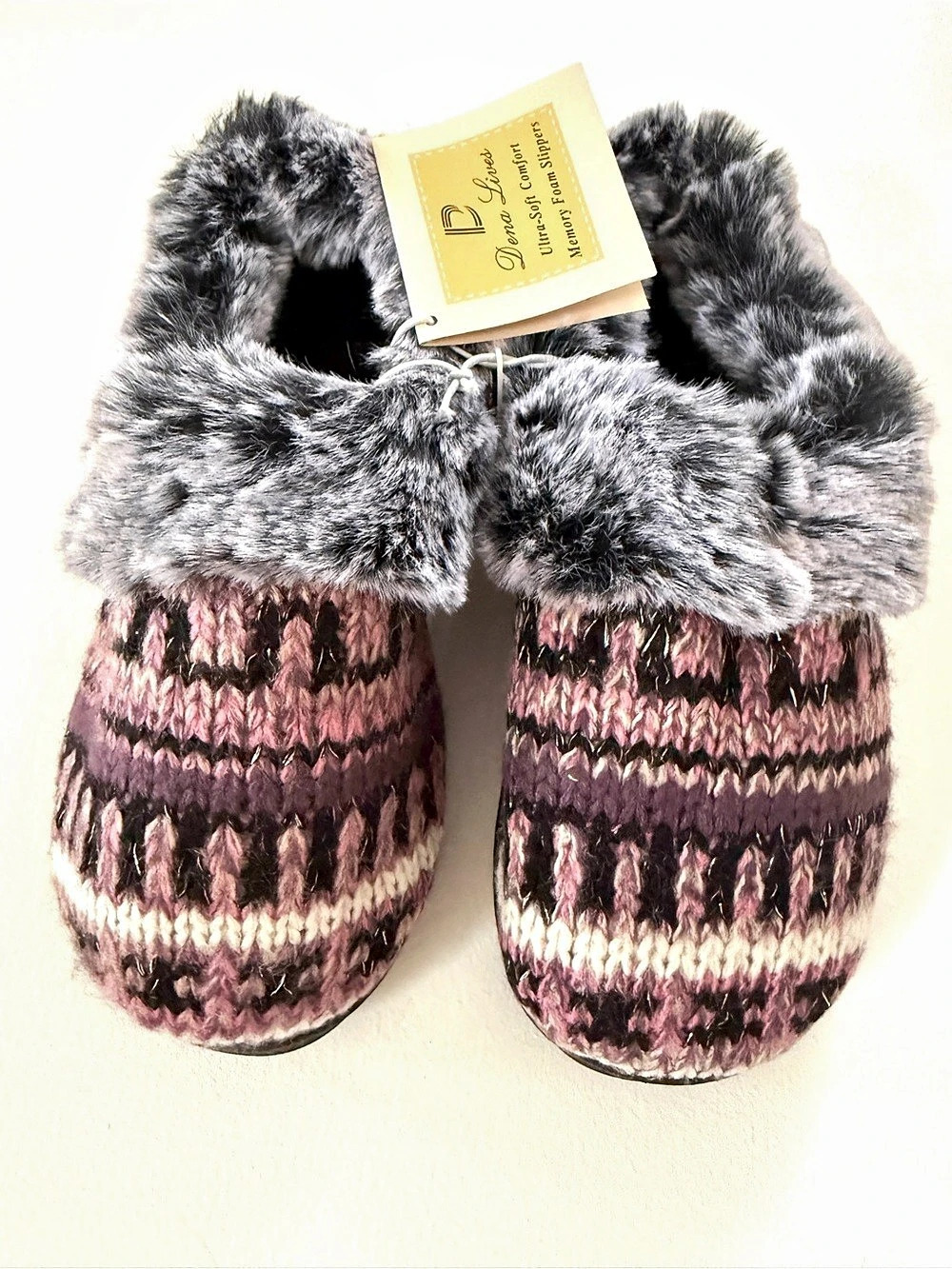 Dena Lives Ultra-Soft Comfort Memory Foam Slippers Pink & Black Slippers Women's